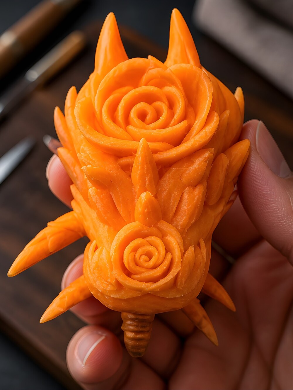 (#13) Orange 3D Rose Spiked Dragon